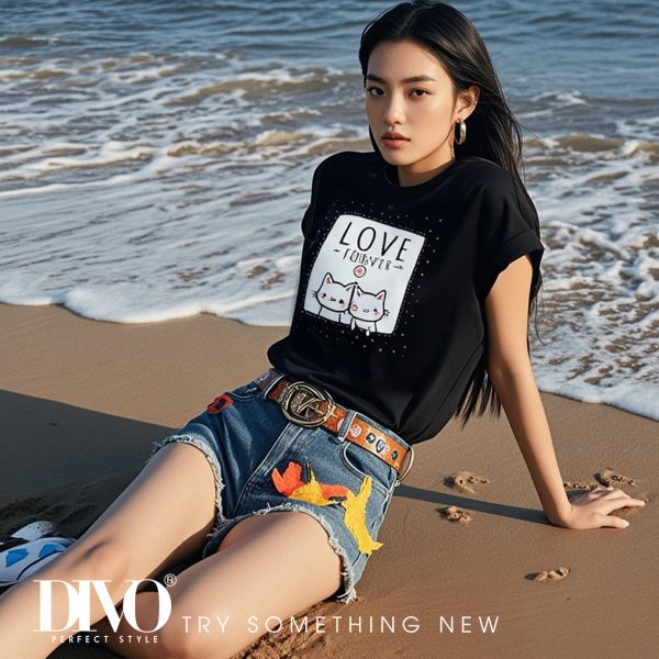 Áo thun mèo tình nhân Love Forever