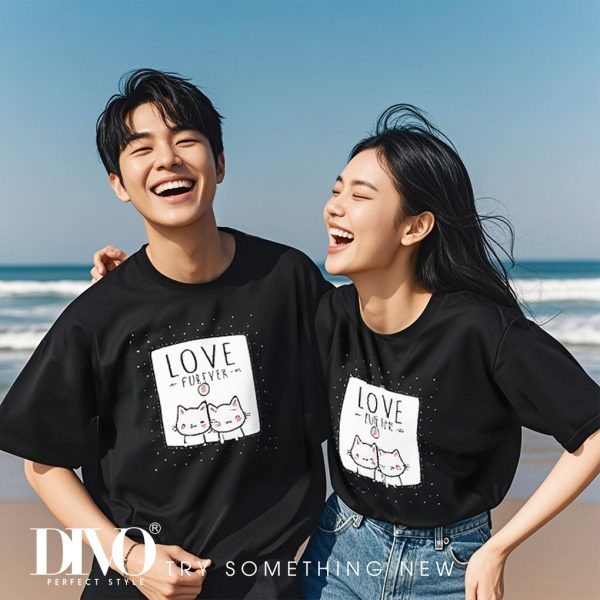 Áo thun mèo tình nhân Love Forever