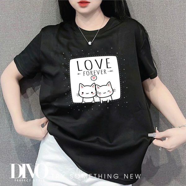 Áo thun mèo tình nhân Love Forever