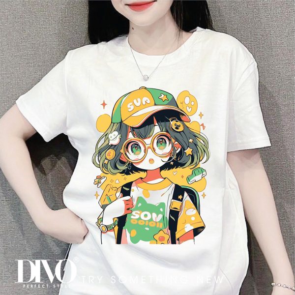 Áo thun nữ in hình cô gái anime