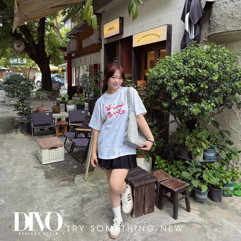 Áo thun nữ in hình 6 chú mèo