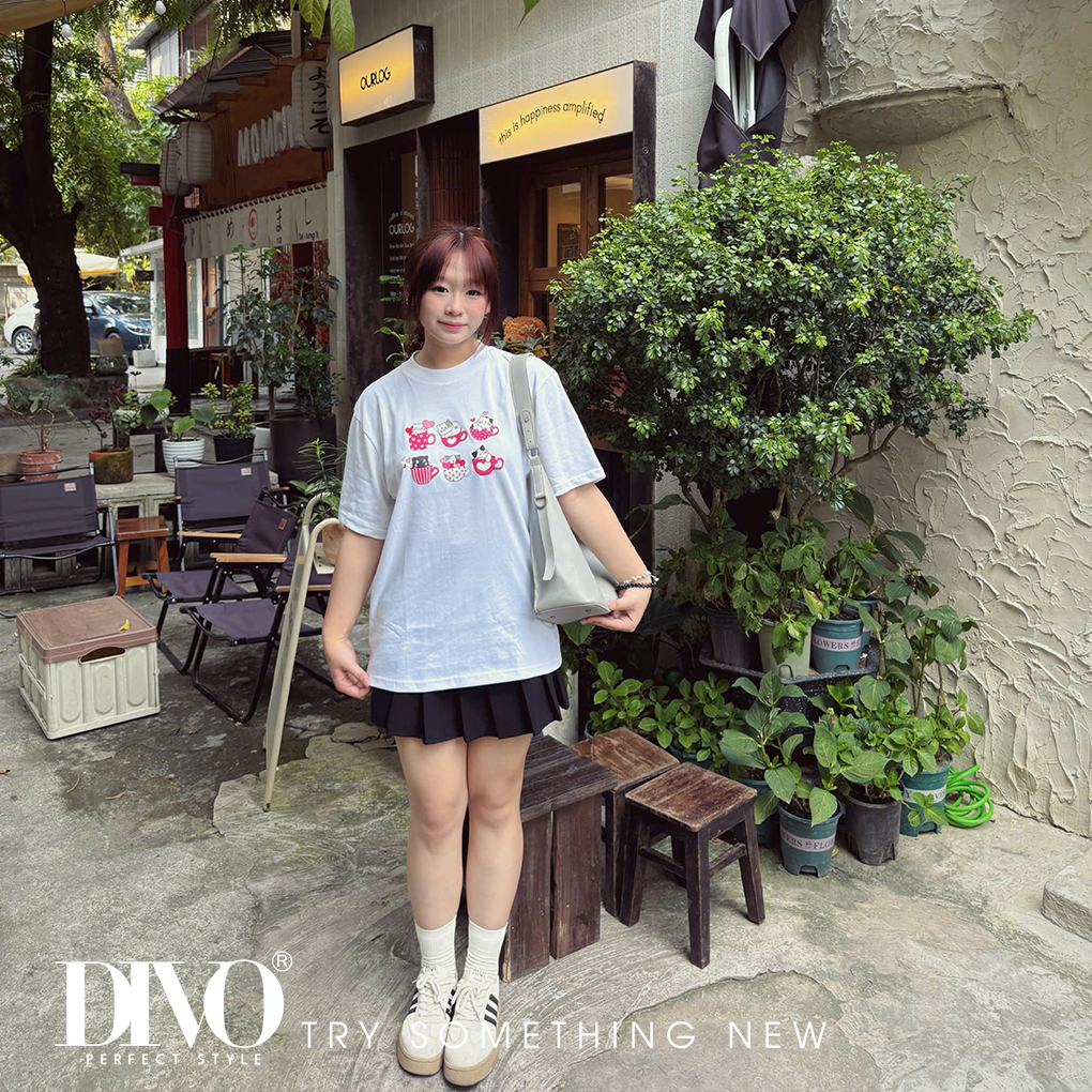 Áo thun nữ in hình 6 chú mèo
