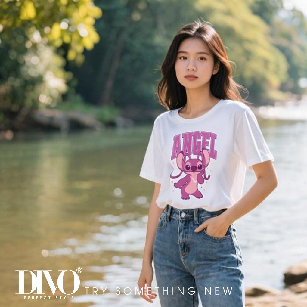 Áo thun nữ oversize in hình Stitch
